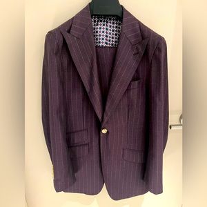 Indochino size 36r purple chalk strip mens suit